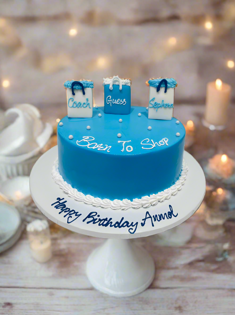Blue Born to Shop Cream Cake