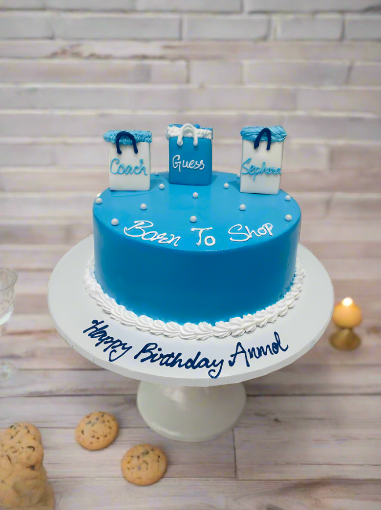 Blue Born to Shop Cream Cake