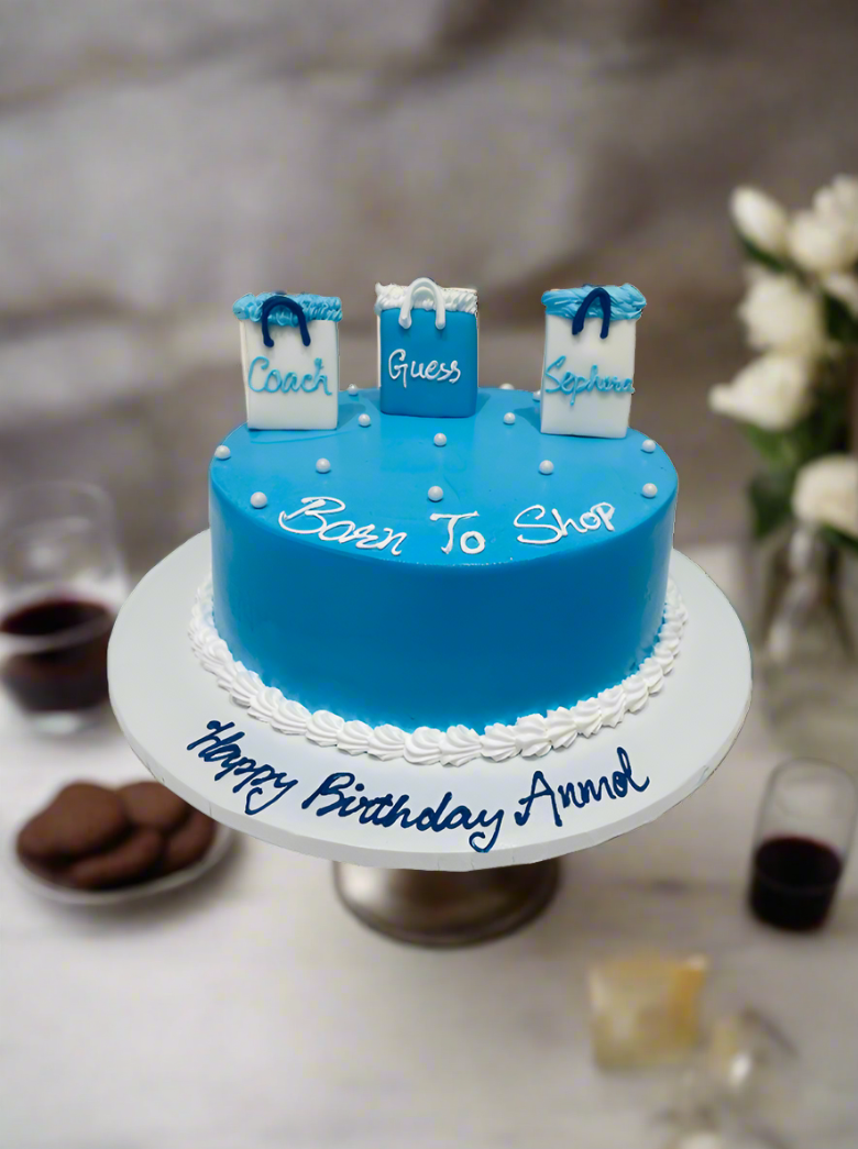 Blue Born to Shop Cream Cake