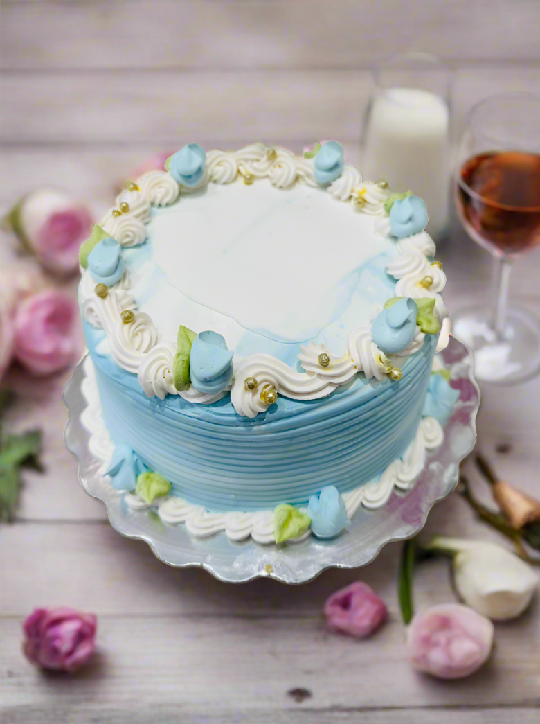 Blue Buds Birthday Cake