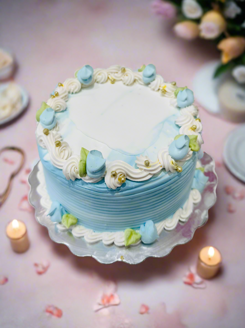 Blue Buds Birthday Cake