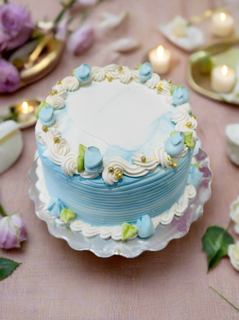 Blue Buds Birthday Cake