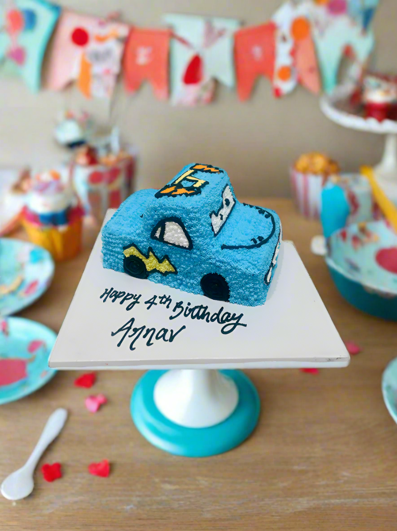 Blue Car Molded Cream Cake