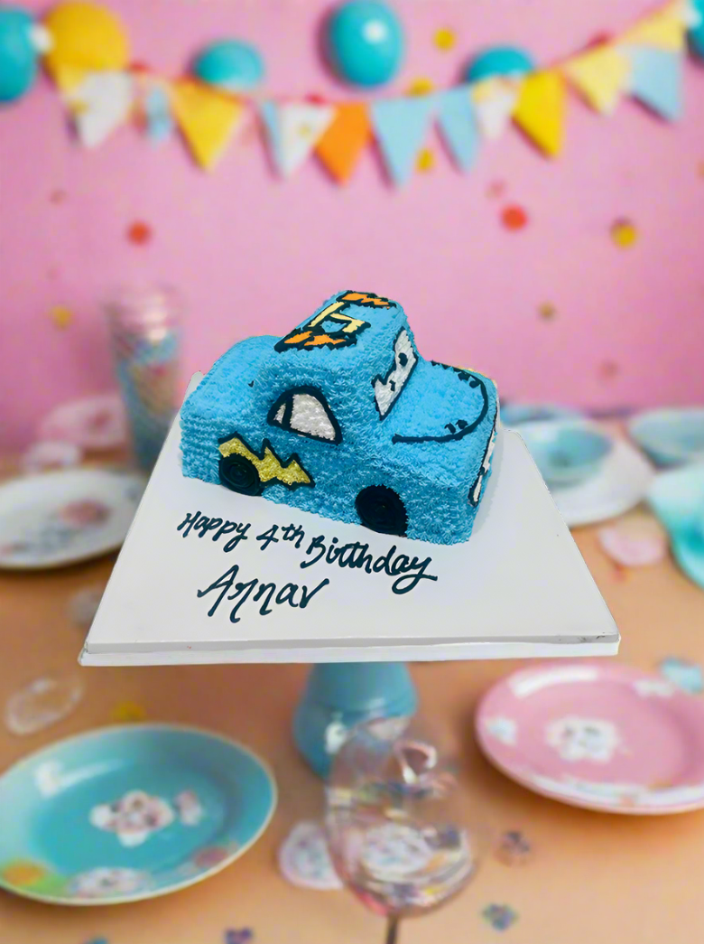 Blue Car Molded Cream Cake