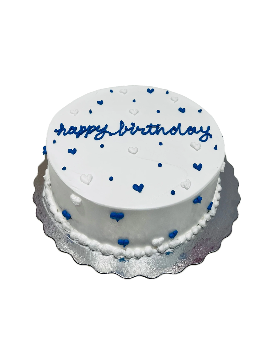 Blue Little Hearts Birthday Cake