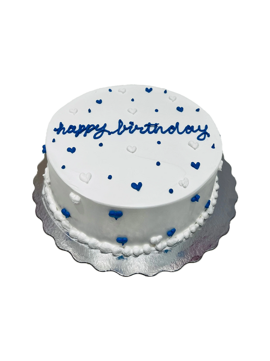 Blue Little Hearts Birthday Cake