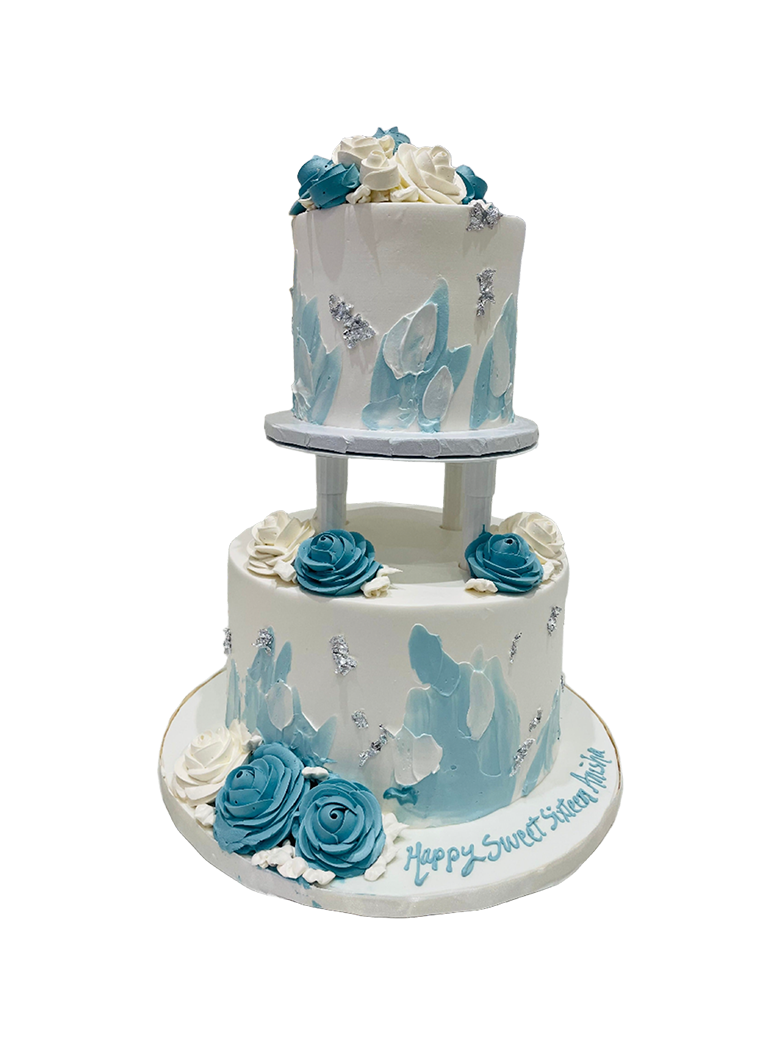 Blue & Silver Birthday Cake