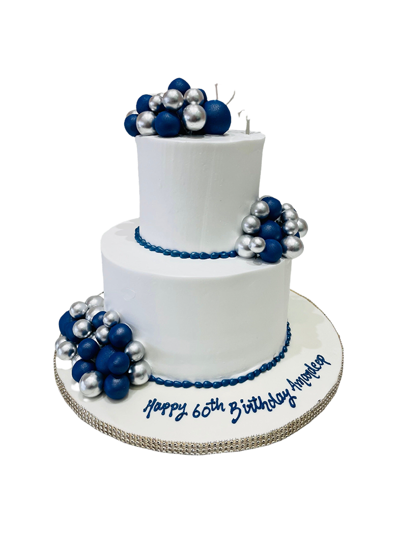 Blue & White Tiered Cake