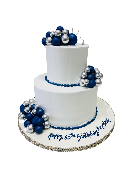 Blue & White Tiered Cake