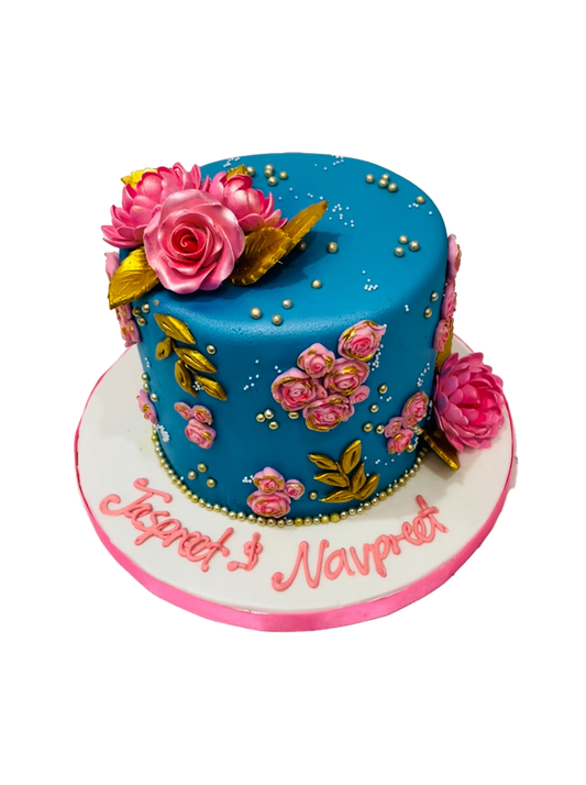 Blue & Pink Bridal Shower Cake