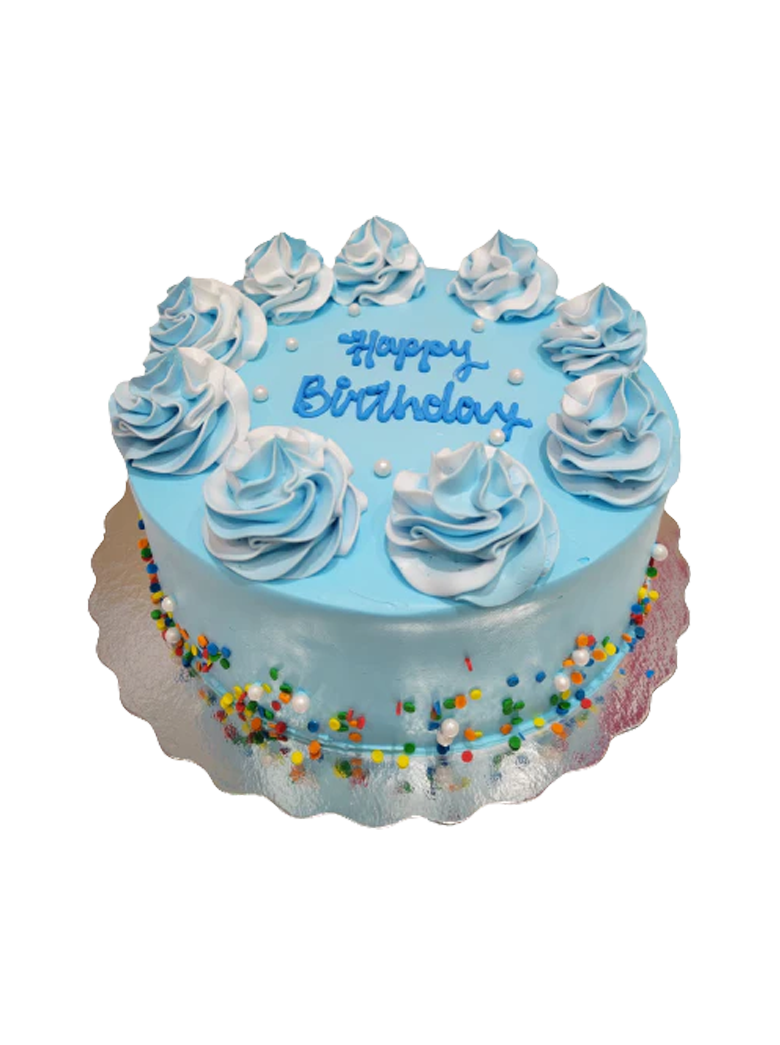 Blue Swirls Rosette Cake