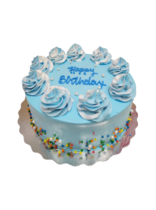 Blue Swirls Rosette Cake