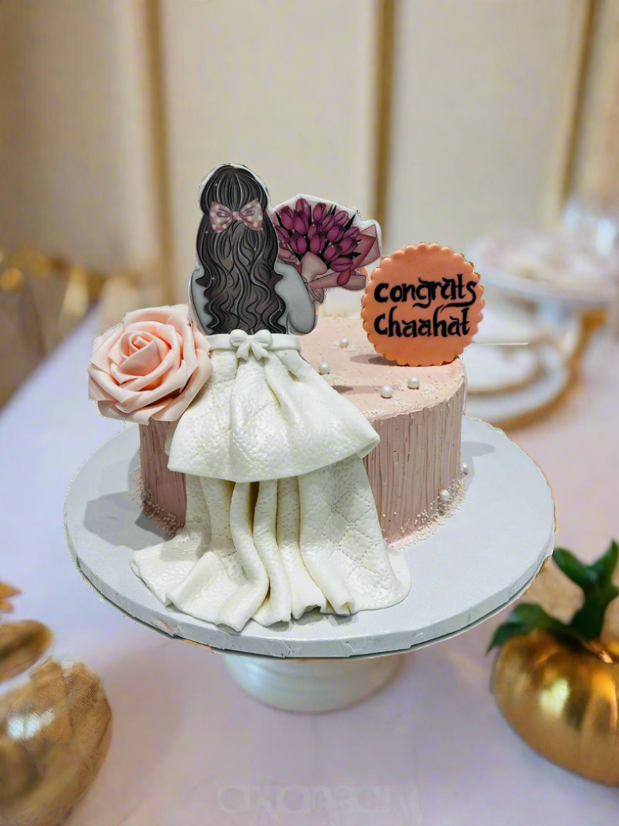 Bride Peach Floral Cake