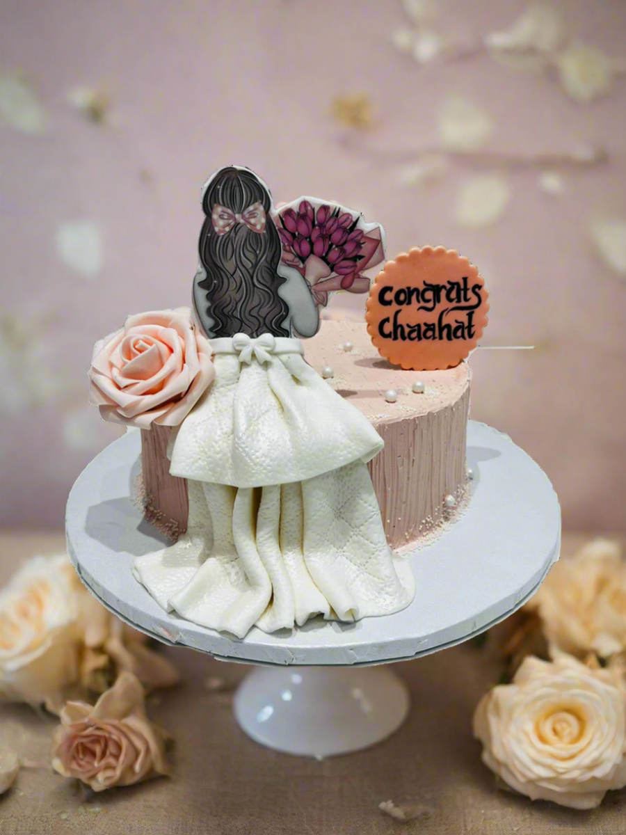 Bride Peach Floral Cake