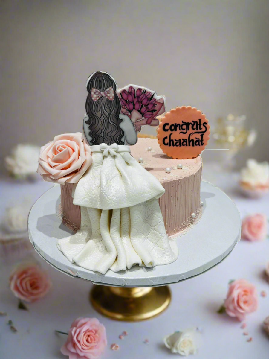 Bride Peach Floral Cake