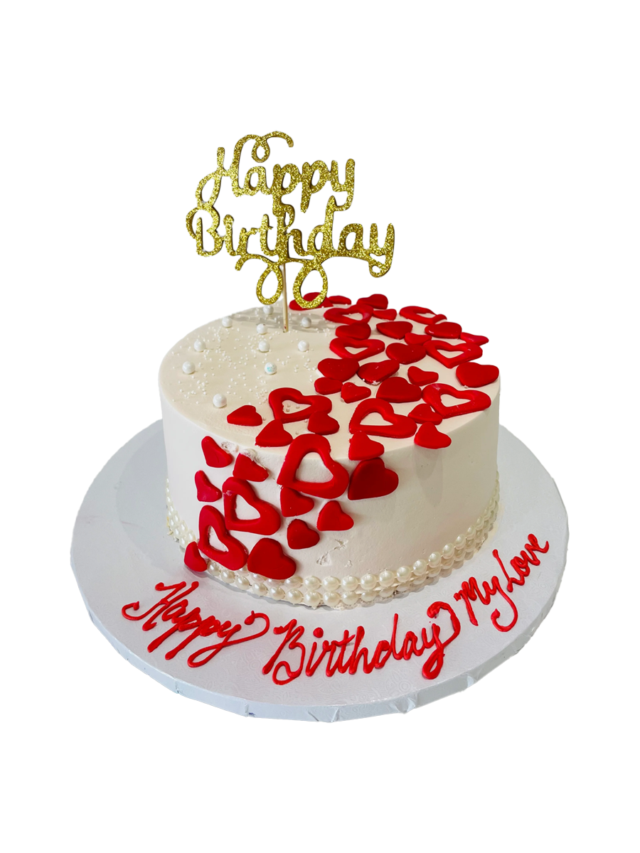 Cascading Hearts Cream Cake