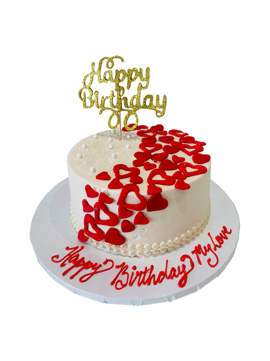Cascading Hearts Cream Cake