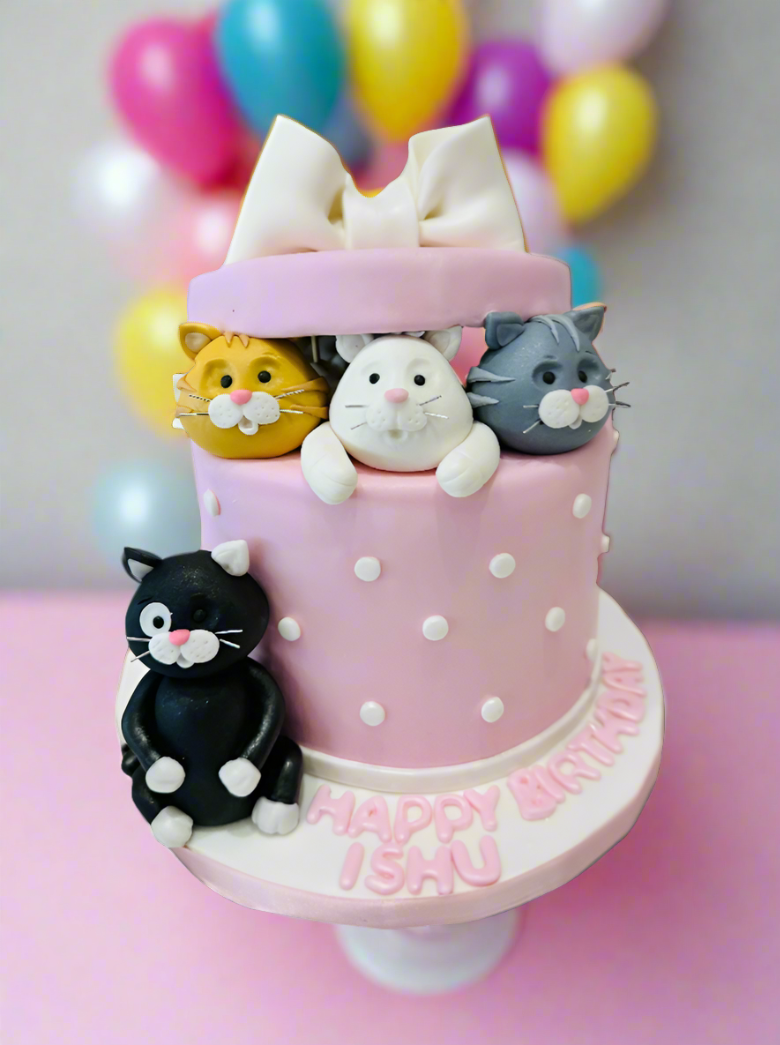 Cat Gift Box Fondant Cake