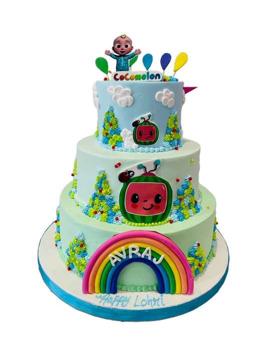 Cocomelon 3 Tiered Cake