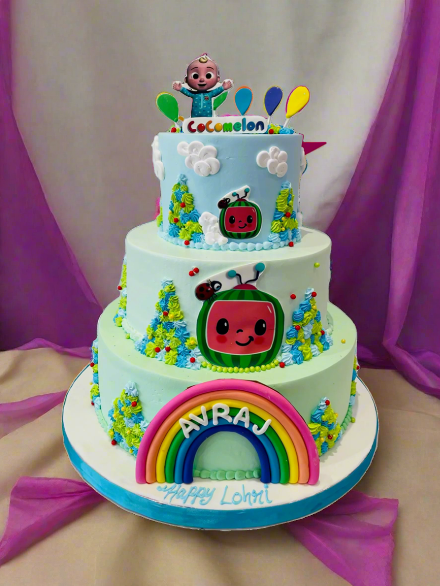 Cocomelon 3 Tiered Cake