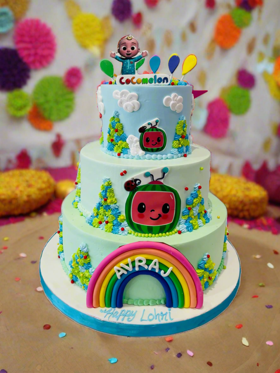 Cocomelon 3 Tiered Cake
