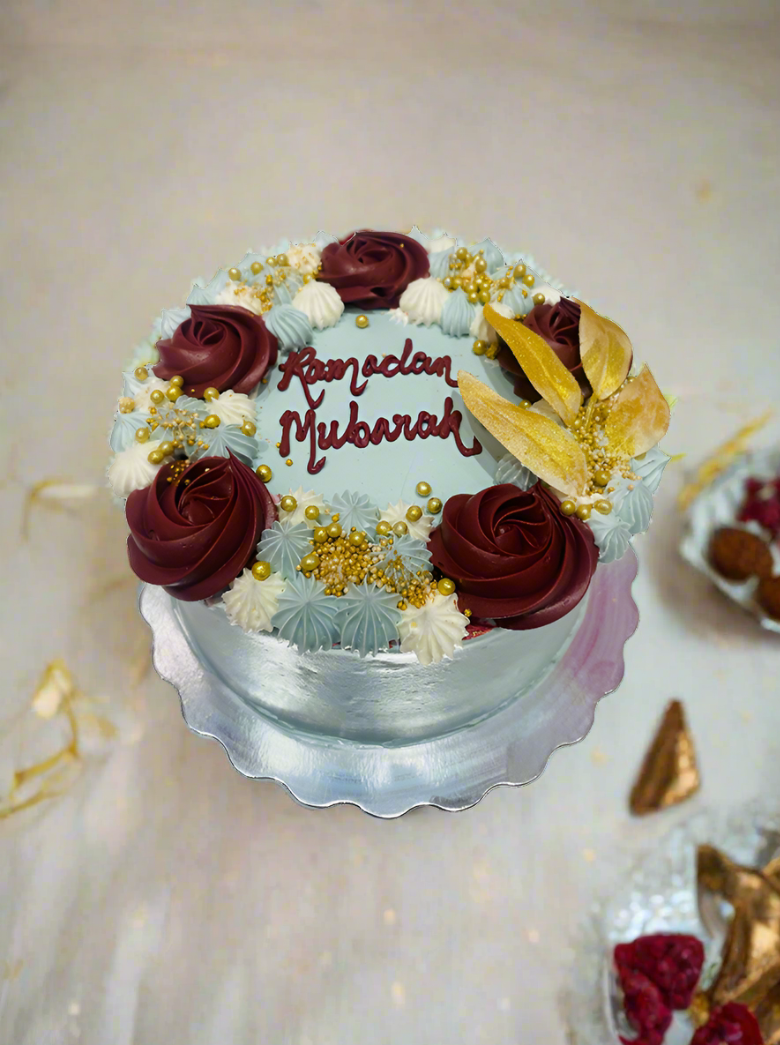 Sage Green & Maroon Cream Cake