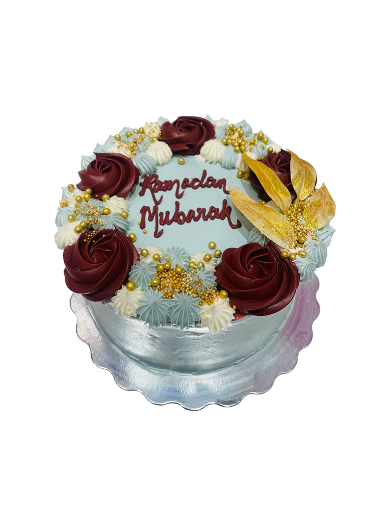 Sage Green & Maroon Cream Cake