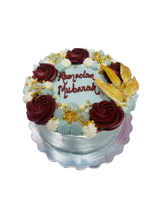 Sage Green & Maroon Cream Cake
