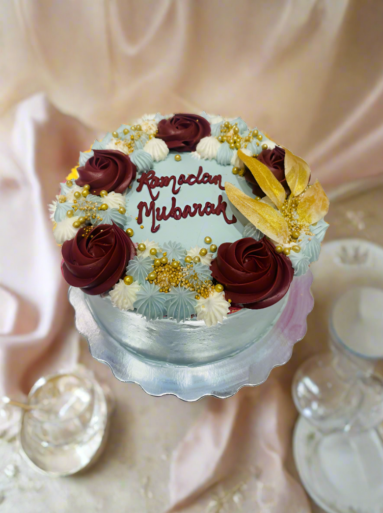 Sage Green & Maroon Cream Cake