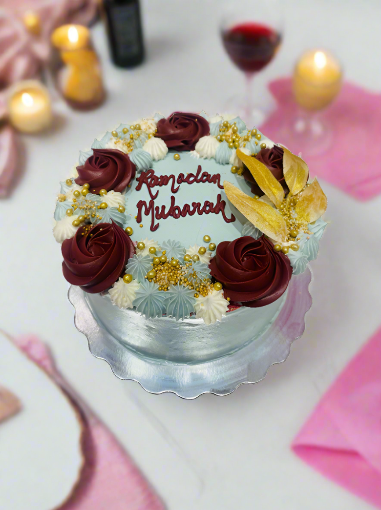 Sage Green & Maroon Cream Cake