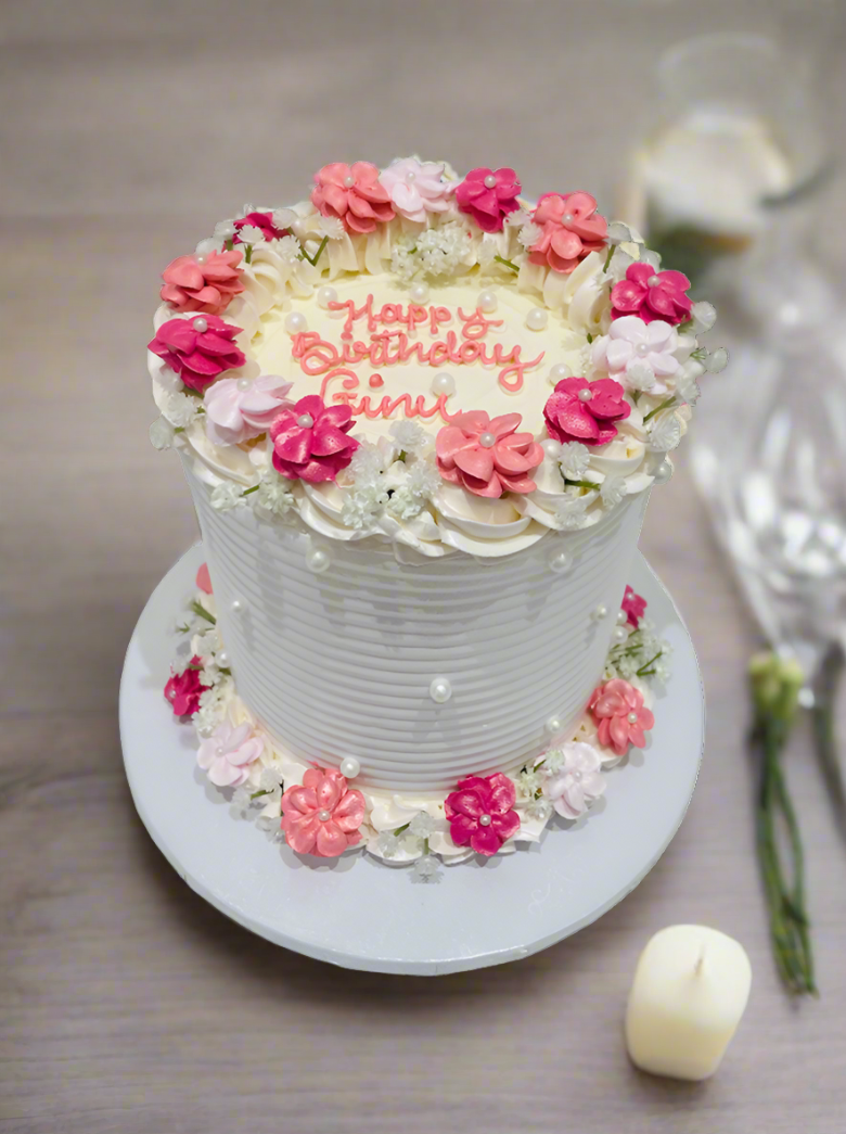 Pink Apple Blossoms Cake
