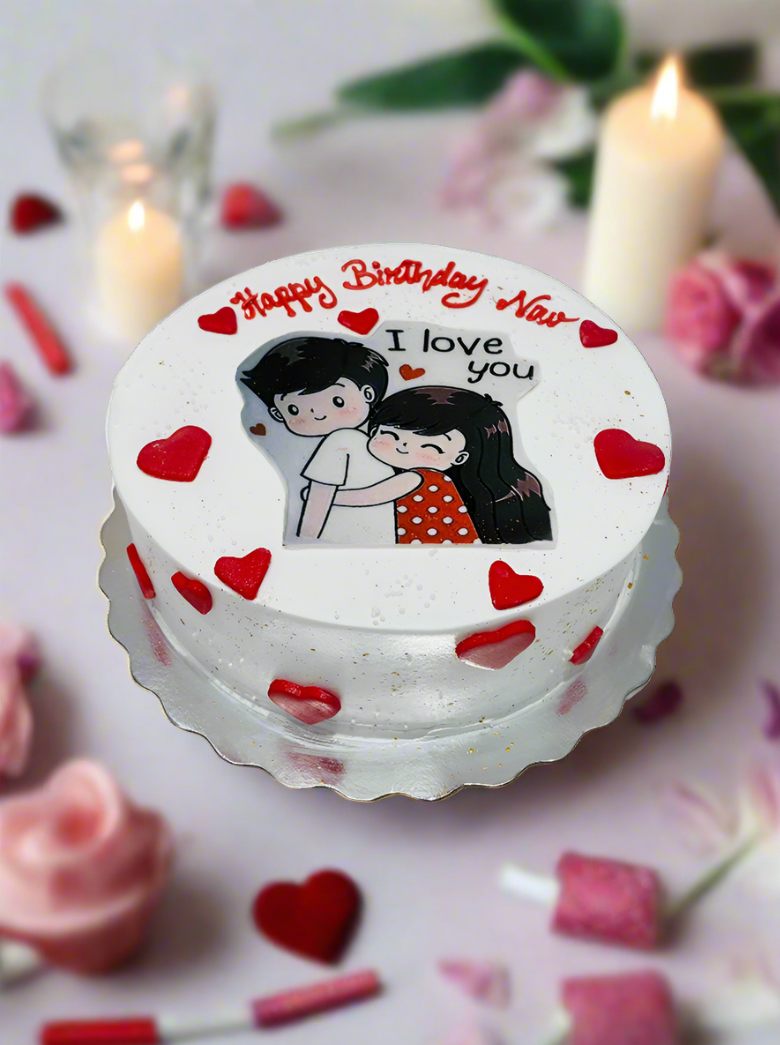 Couple Cream Photo Cake