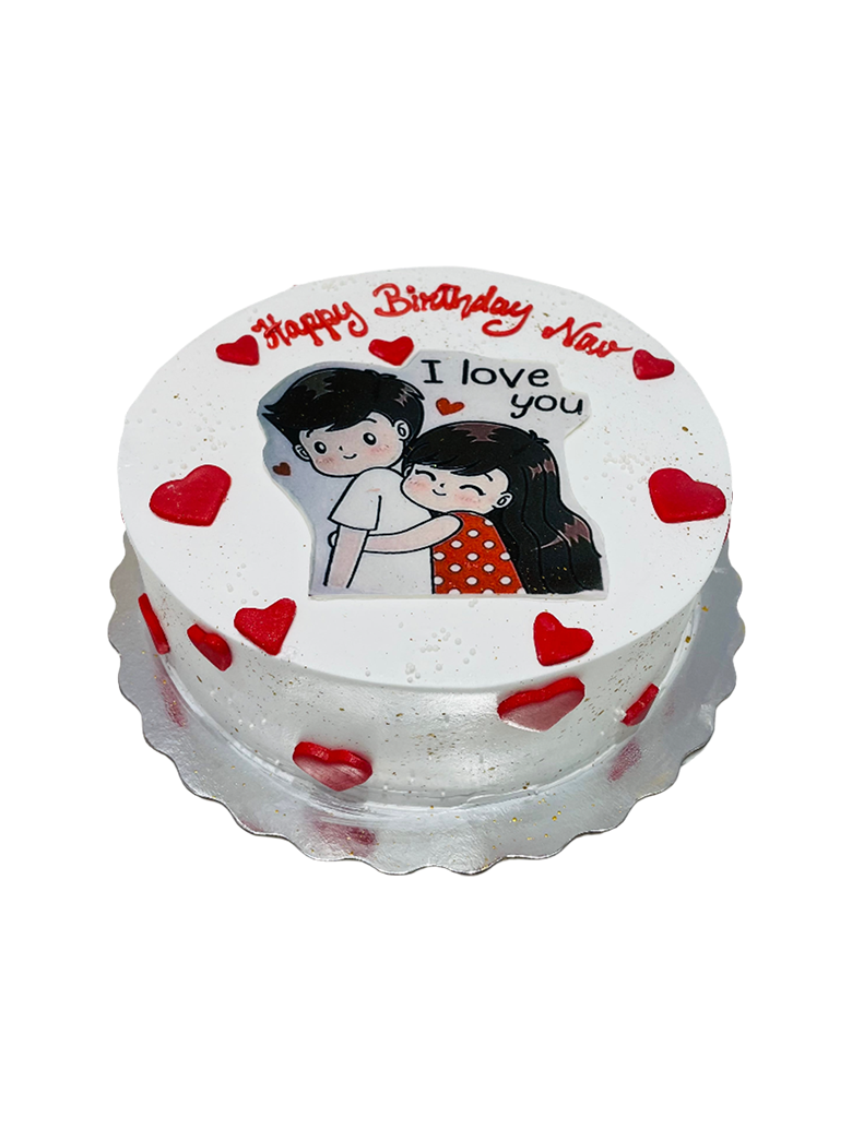 Couple Cream Photo Cake
