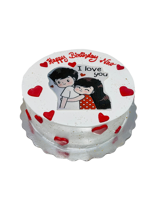 Couple Cream Photo Cake