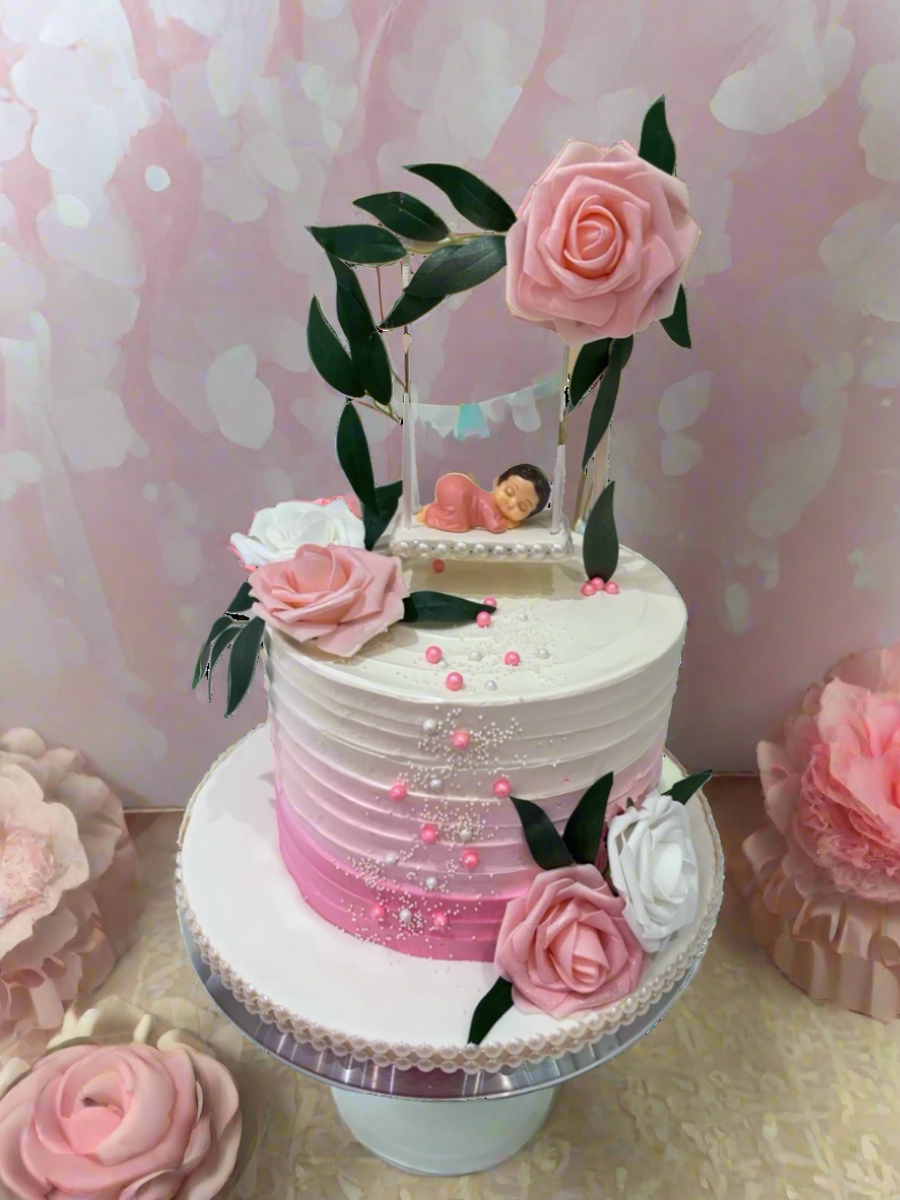 Cradle Baby Shower Cream Cake