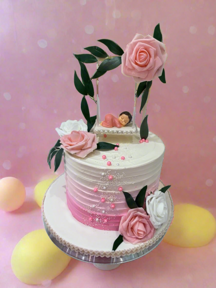 Cradle Baby Shower Cream Cake