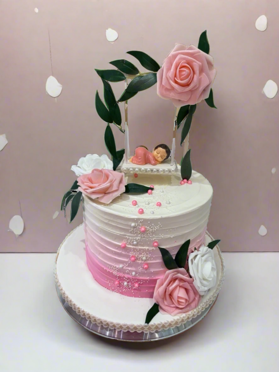 Cradle Baby Shower Cream Cake