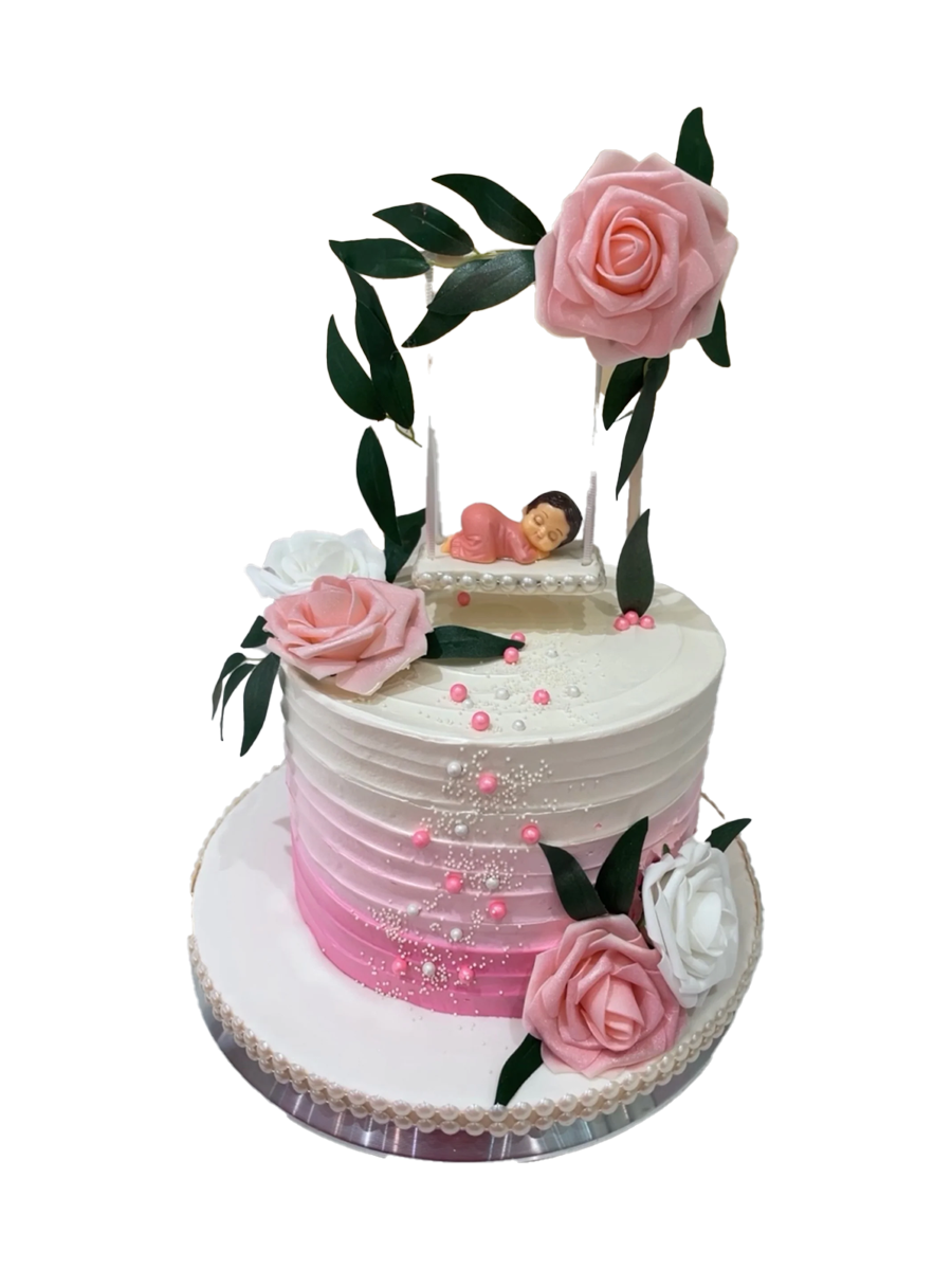 Cradle Baby Shower Cream Cake