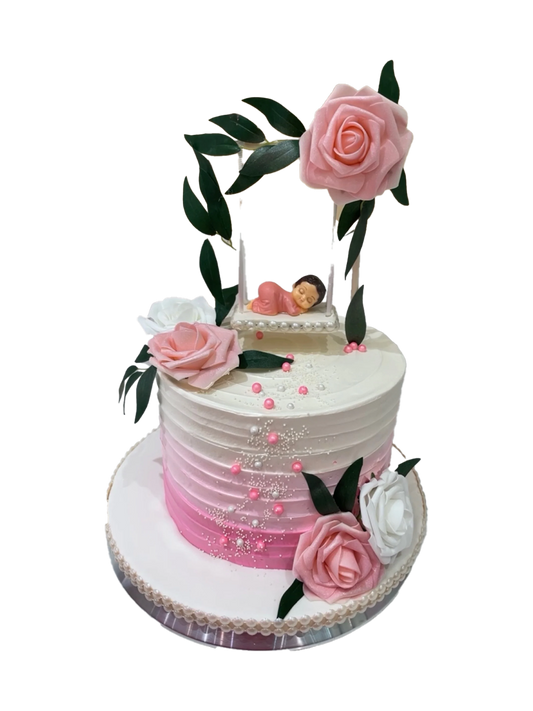 Cradle Baby Shower Cream Cake