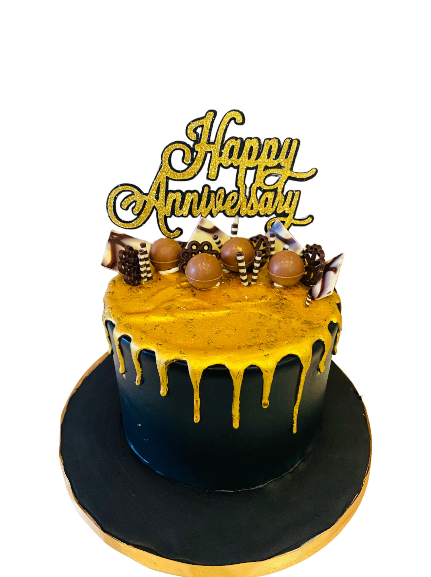 Black & Gold Anniversary Cake