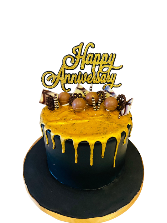 Black & Gold Anniversary Cake