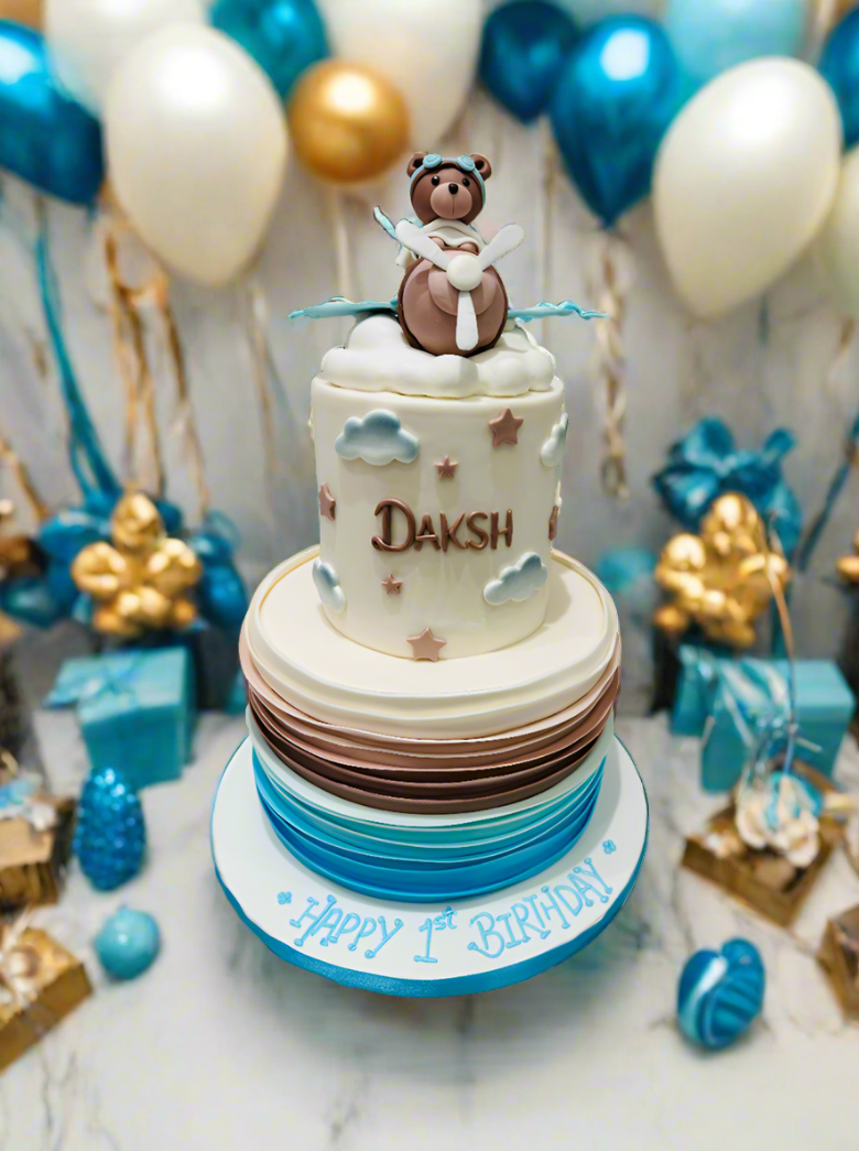Daksh Plane 1St Birthday Cake