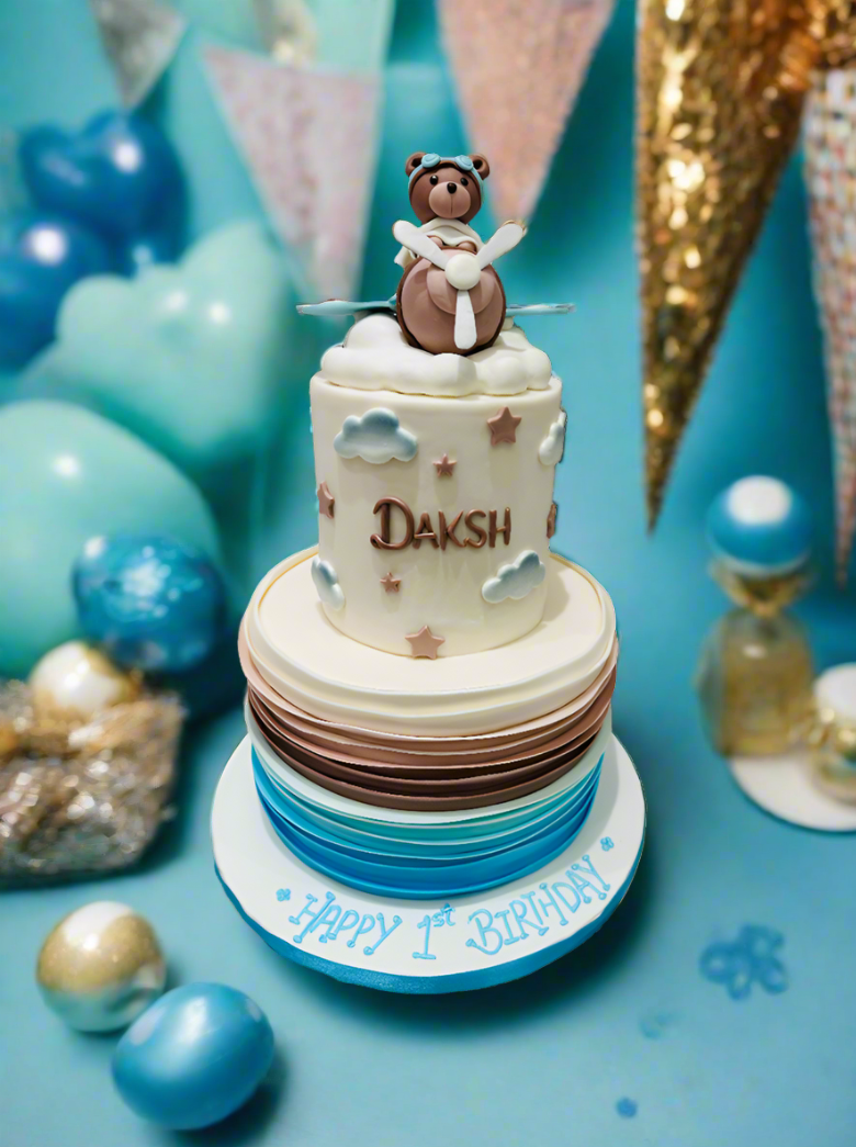 Daksh Plane 1St Birthday Cake