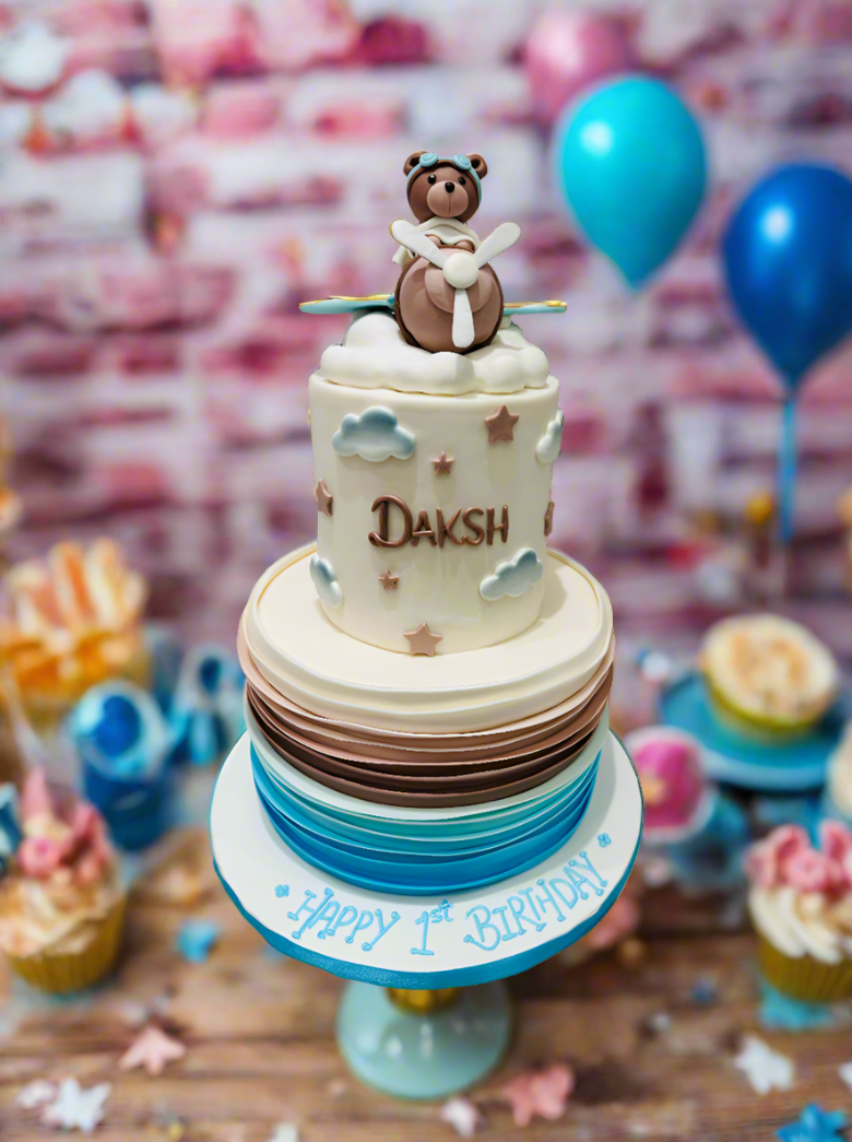 Daksh Plane 1St Birthday Cake