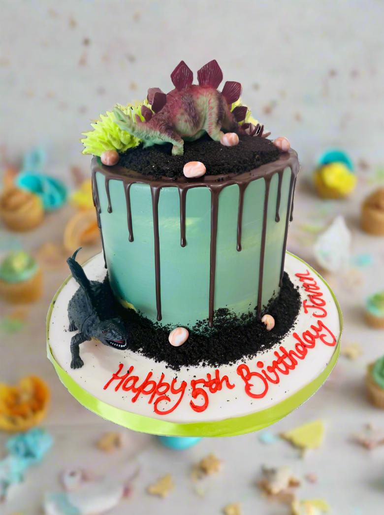 Dinosaur Drizzle Cream Cake