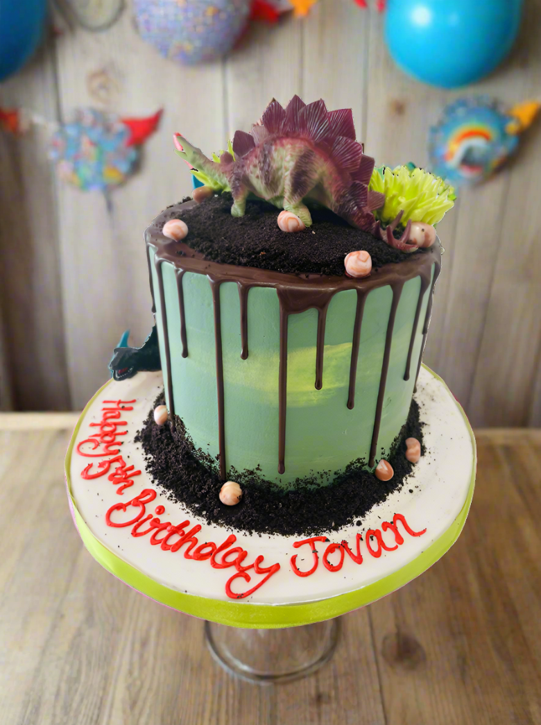 Dinosaur Drizzle Cream Cake