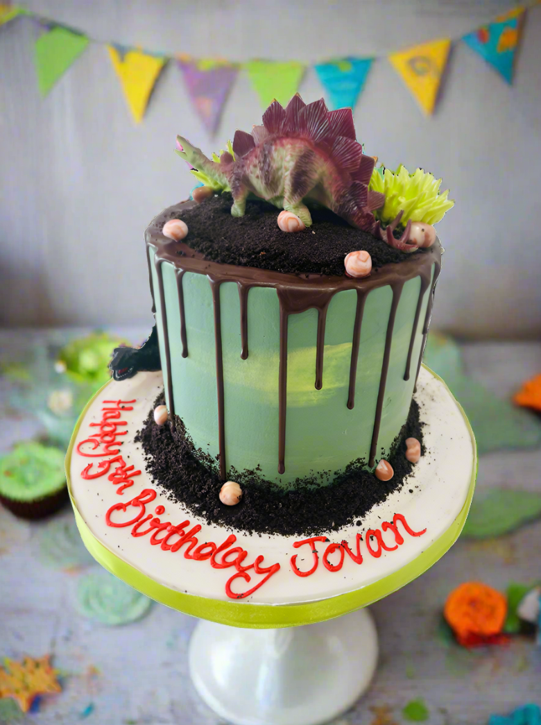 Dinosaur Drizzle Cream Cake