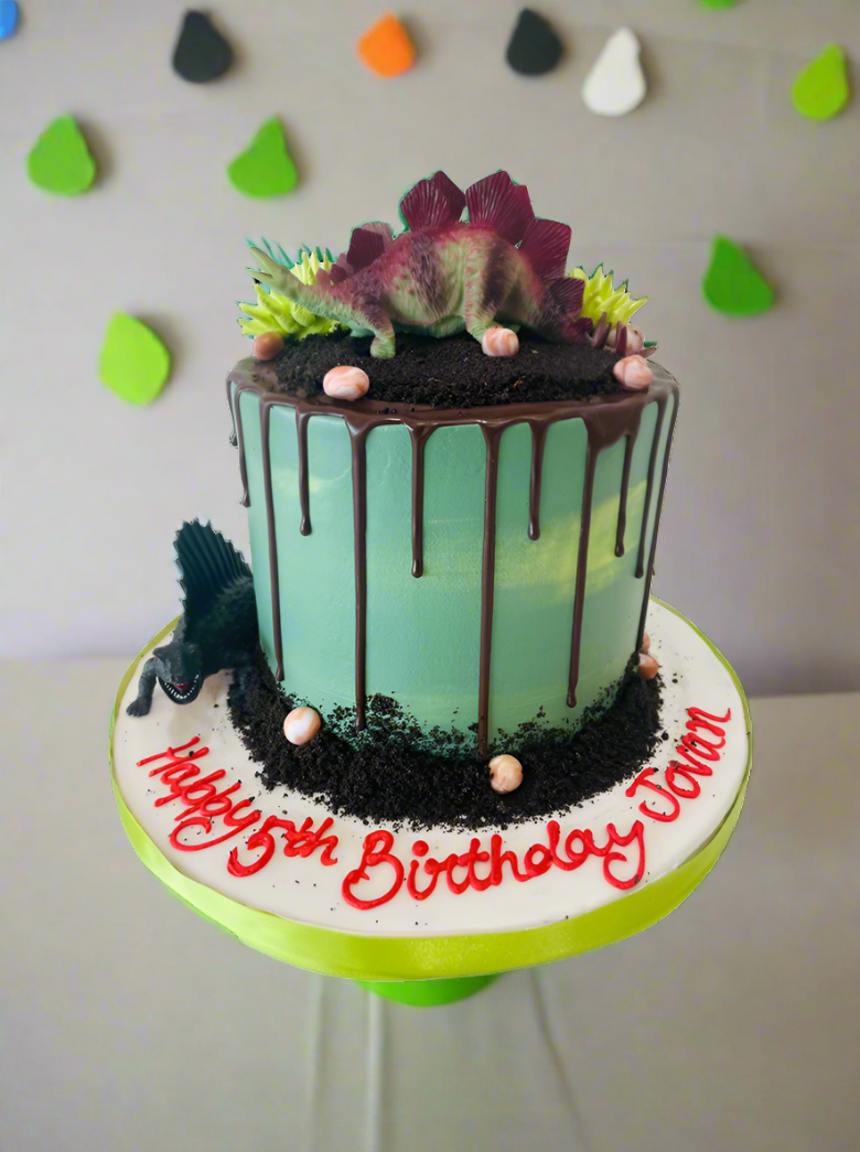 Dinosaur Drizzle Cream Cake