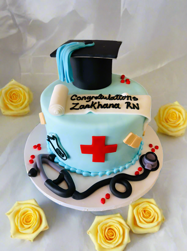 Doctor Graduation Fondant Birthday Cake