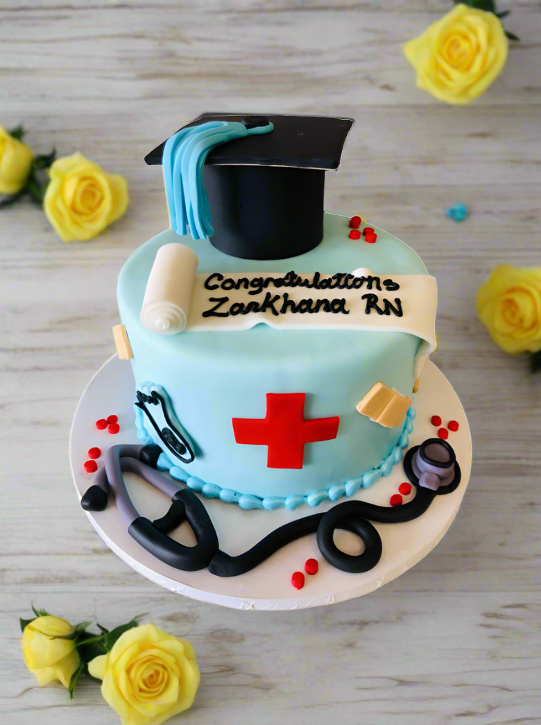 Doctor Graduation Fondant Birthday Cake